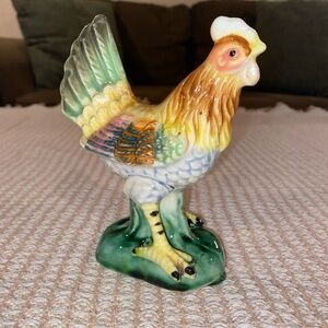 Vintage Ucago Rooster Chicken Hand-painted Colorful Ceramic Figurine 5”
